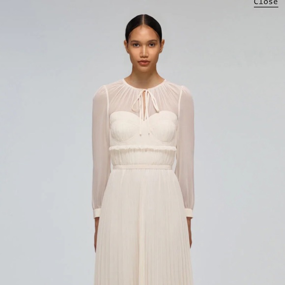 Self-Portrait | Dresses | Self Portrait Ivory Chiffon Pleated Maxi Dress |  Poshmark